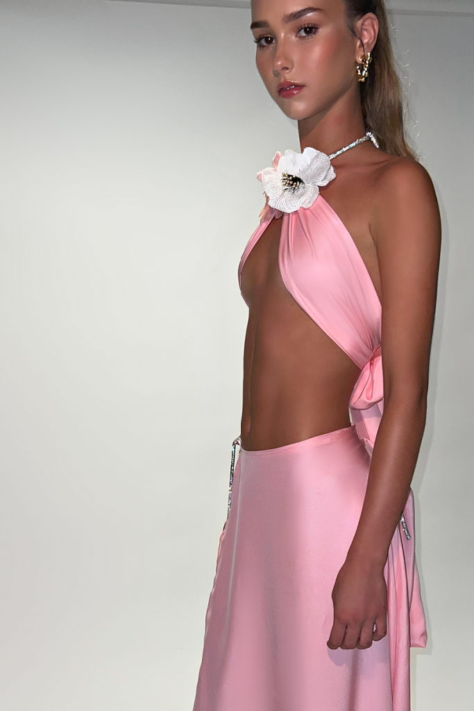TIFFANY TWO PIECE GOWN - PINK SILK