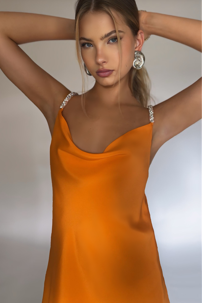 AMELIA MINI DRESS - TANGERINE DREAM SILK