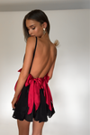 BRIANNA MINI DRESS - NIGHT NYMPH SILK & ROUGE BOWS