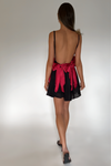 BRIANNA MINI DRESS - NIGHT NYMPH SILK & ROUGE BOWS