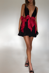 BRIANNA MINI DRESS - NIGHT NYMPH SILK & ROUGE BOWS