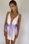 BRIANNA MINI DRESS - PEARL SILK & LAVENDER BOWS