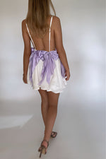 BRIANNA MINI DRESS - PEARL SILK & LAVENDER BOWS