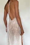 GAIA GOWN - EMBELLISHED PEARL TULLE & SHEER PEARL SILK