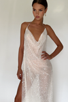 GAIA GOWN - EMBELLISHED PEARL TULLE & SHEER PEARL SILK