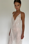 GAIA GOWN - EMBELLISHED PEARL TULLE & SHEER PEARL SILK