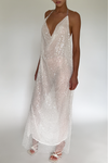 GAIA GOWN - EMBELLISHED PEARL TULLE & SHEER PEARL SILK