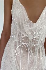 GAIA GOWN - EMBELLISHED PEARL TULLE & SHEER PEARL SILK