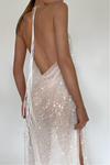 GAIA GOWN - EMBELLISHED PEARL TULLE & SHEER PEARL SILK