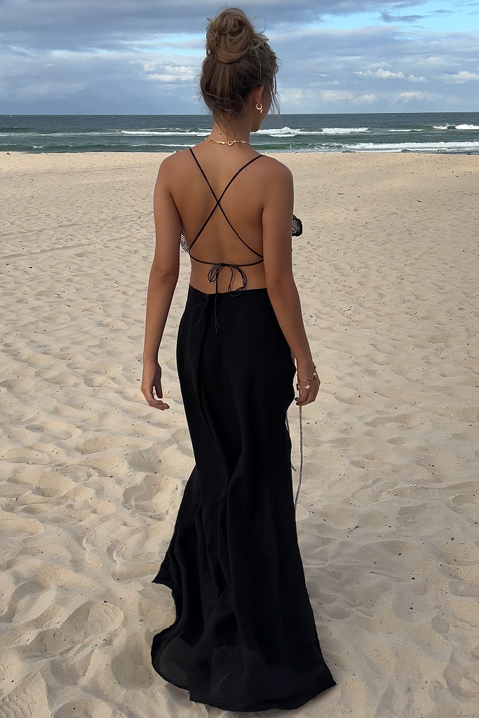 GRACE TWO PIECE GOWN - NIGHT NYMPH SILK & BLACK GLIMMER