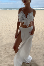 GRACE TWO PIECE GOWN - PEARL SILK & WHITE GLIMMER