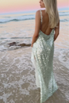 LONDON GOWN - GREEN GLACIER TULLE & PEARL SILK SHEER LINING