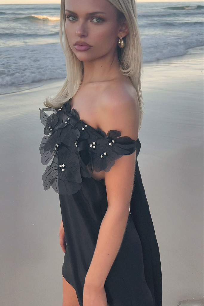 OLYMPIA MINI DRESS - NIGHT NYMPH SILK