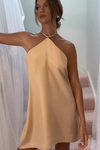 SKYLAR MINI DRESS - CHAMPAGNE SILK