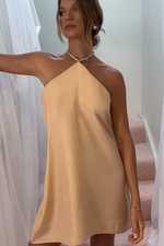 SKYLAR MINI DRESS - CHAMPAGNE SILK