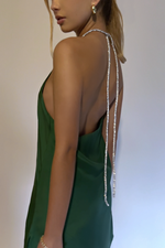 SKYLAR MINI DRESS - EMERALD SILK