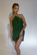 SKYLAR MINI DRESS - EMERALD SILK