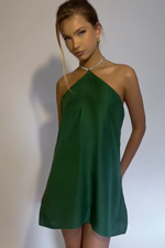 SKYLAR MINI DRESS - EMERALD SILK