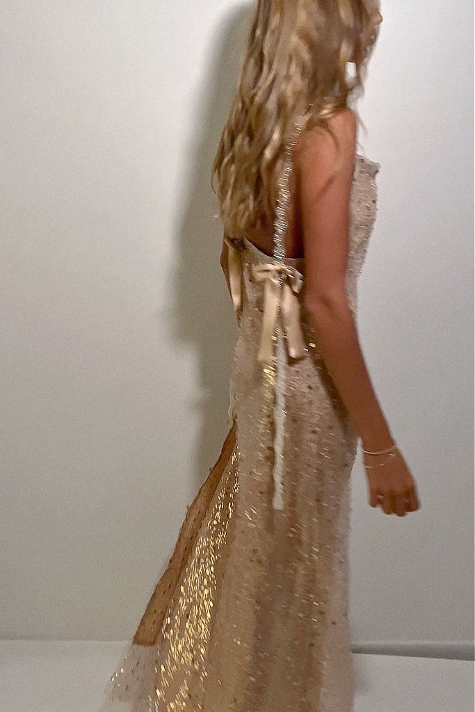 SOFIA GOWN - EMBELLISHED CHAMPAGNE SILK