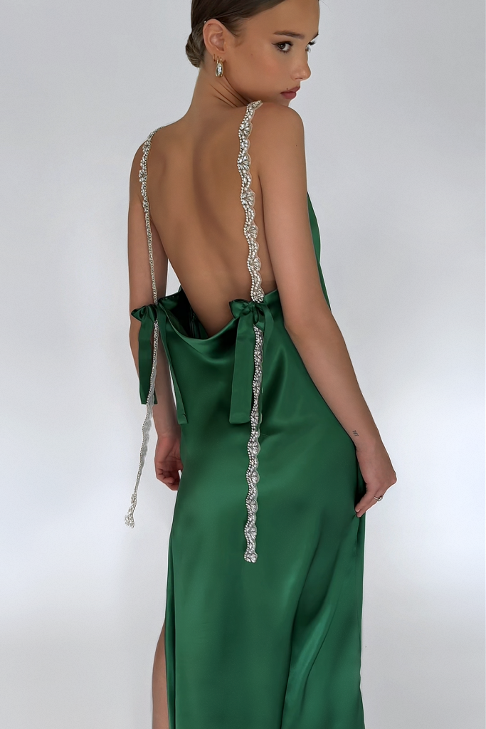 SOFIA GOWN - EMERALD SILK