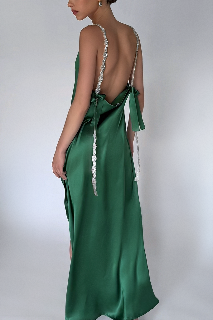 SOFIA GOWN - EMERALD SILK