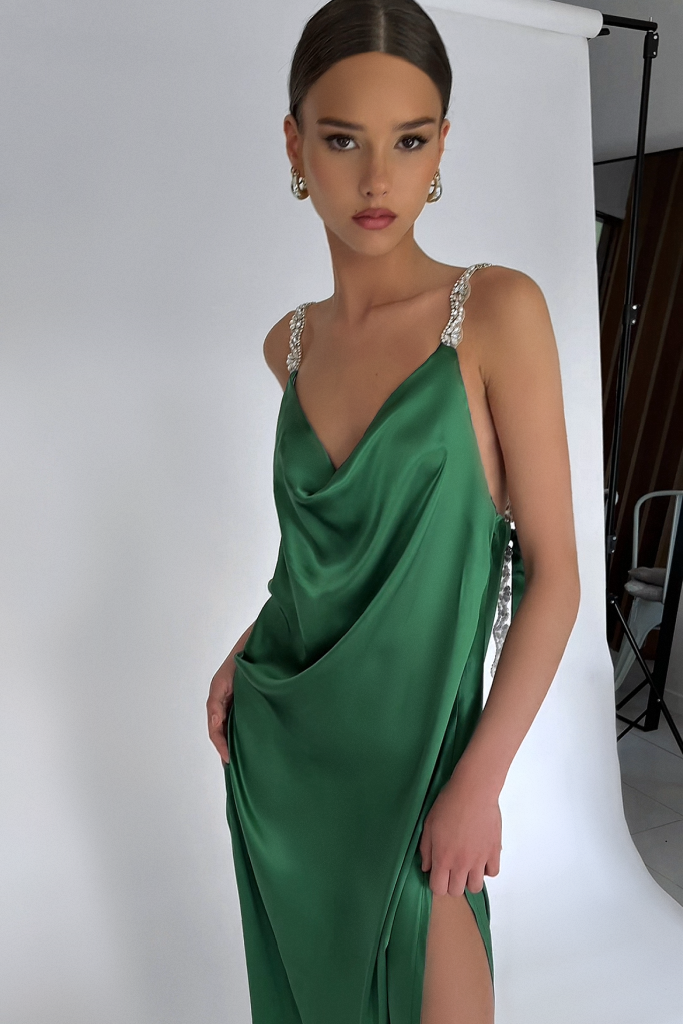 SOFIA GOWN - EMERALD SILK