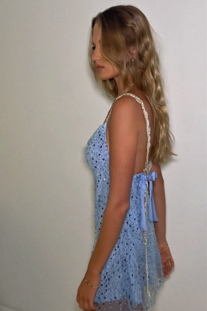 SOFIA MINI - EMBELLISHED VIENNA SKY SILK