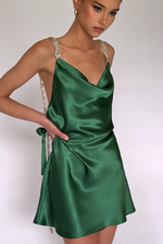 SOFIA MINI DRESS - EMERALD SILK