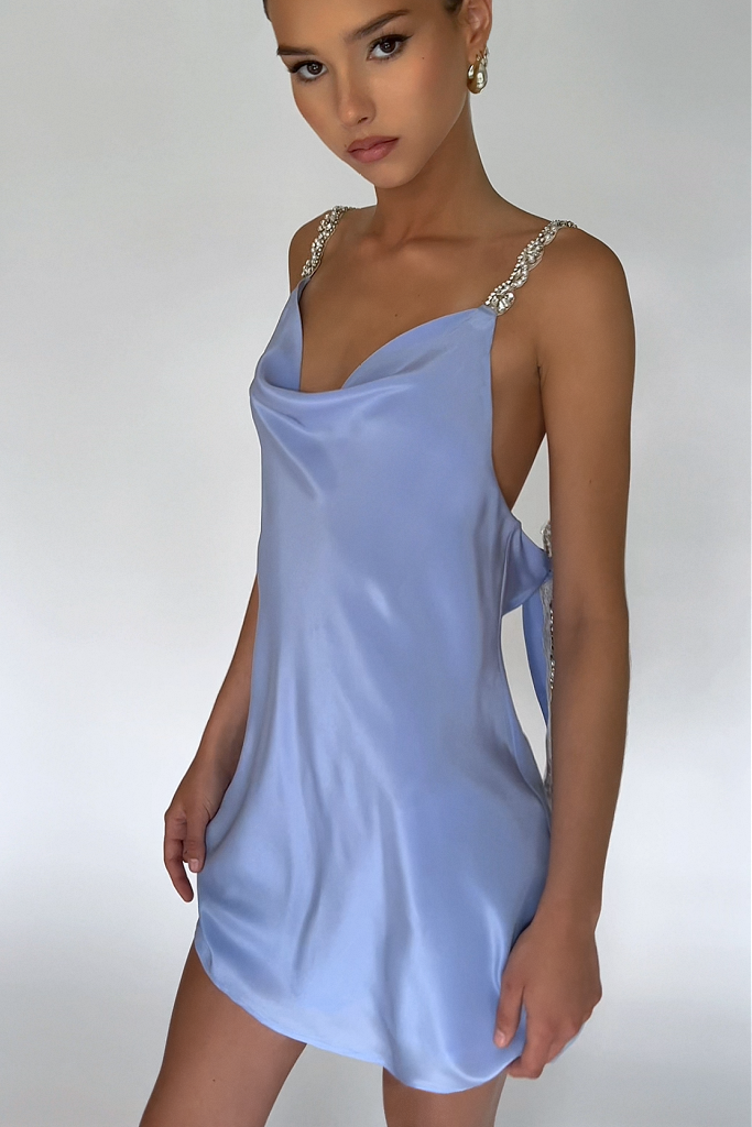 SOFIA MINI DRESS - VIENNA SKY SILK