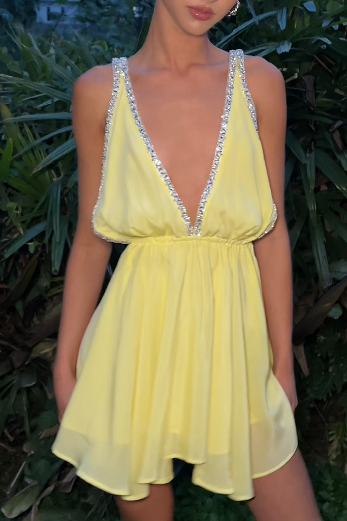 TAYLOR MINI DRESS - LEMON SILK