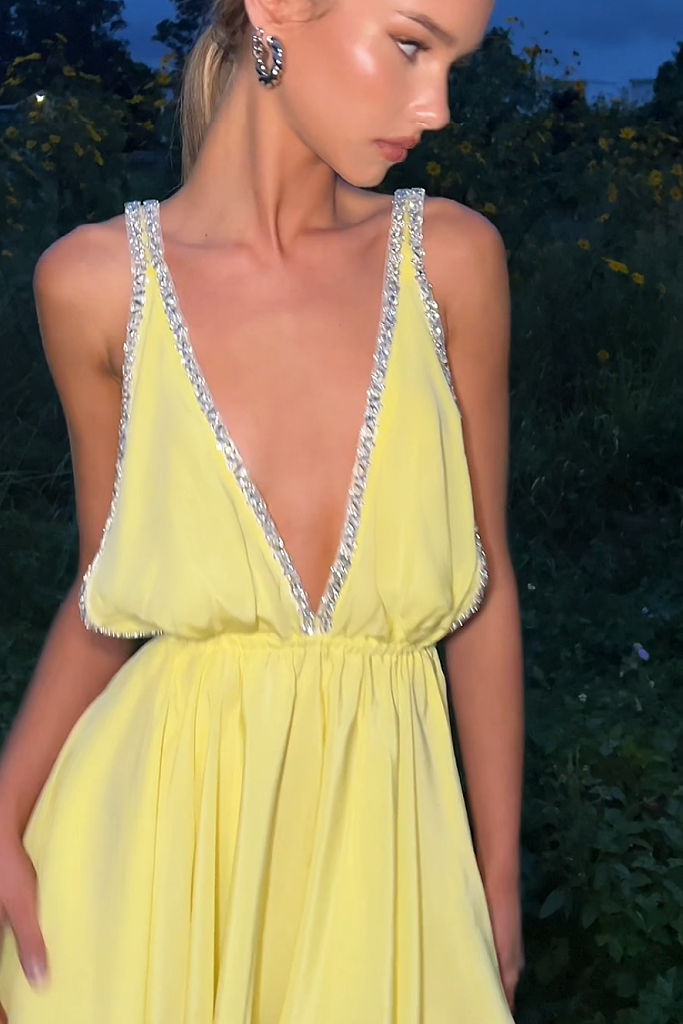 TAYLOR MINI DRESS - LEMON SILK