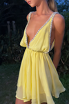 TAYLOR MINI DRESS - LEMON SILK