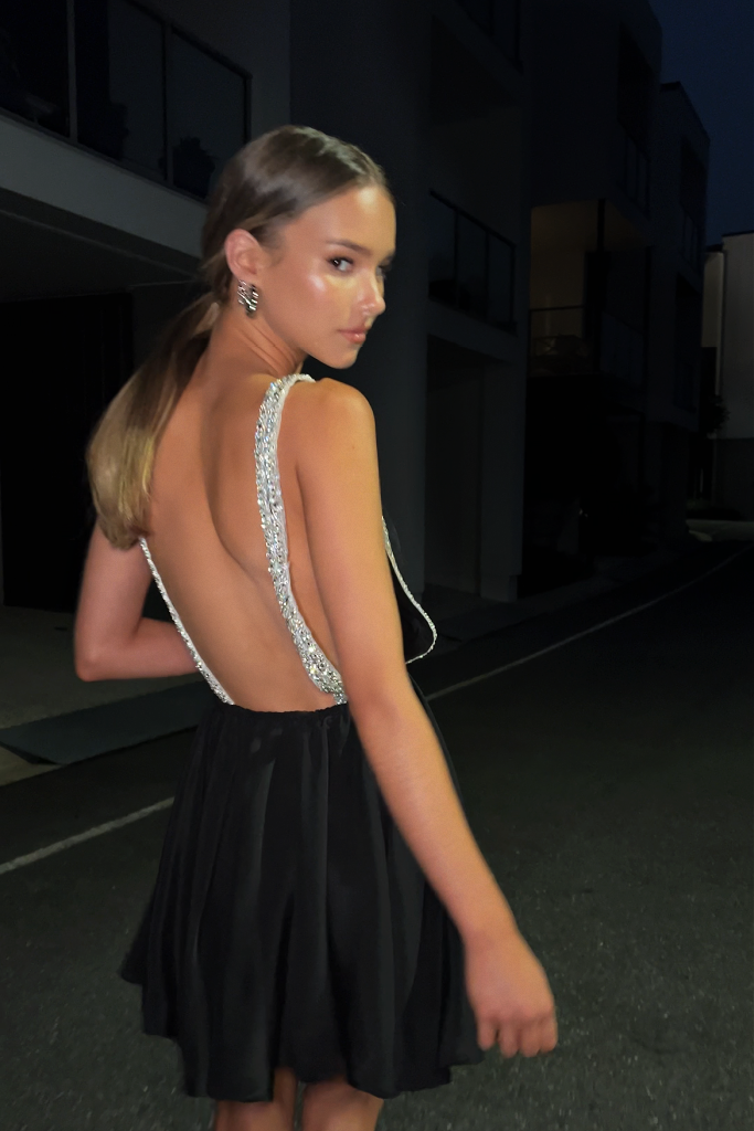 TAYLOR MINI DRESS - NIGHT NYMPH SILK Sisters The Label TAYLOR MINI DRESS - NIGHT NYMPH SILK Sisters The Label