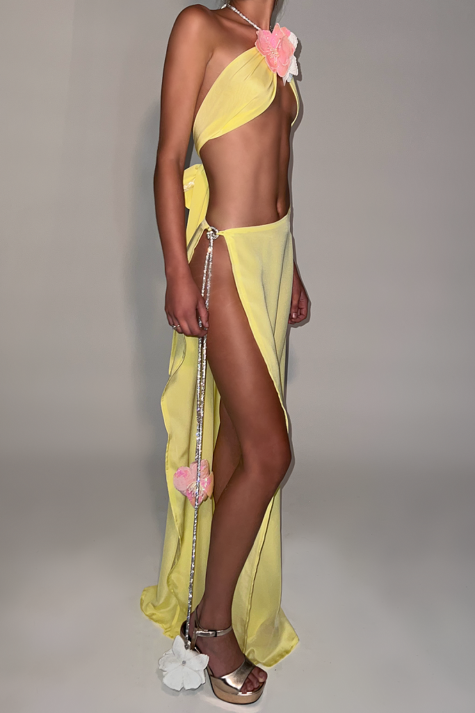 TIFFANY TWO PIECE GOWN - LEMON SILK