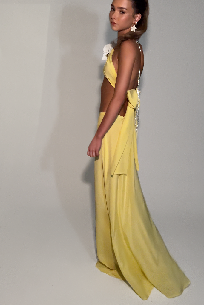 TIFFANY TWO PIECE GOWN - LEMON SILK