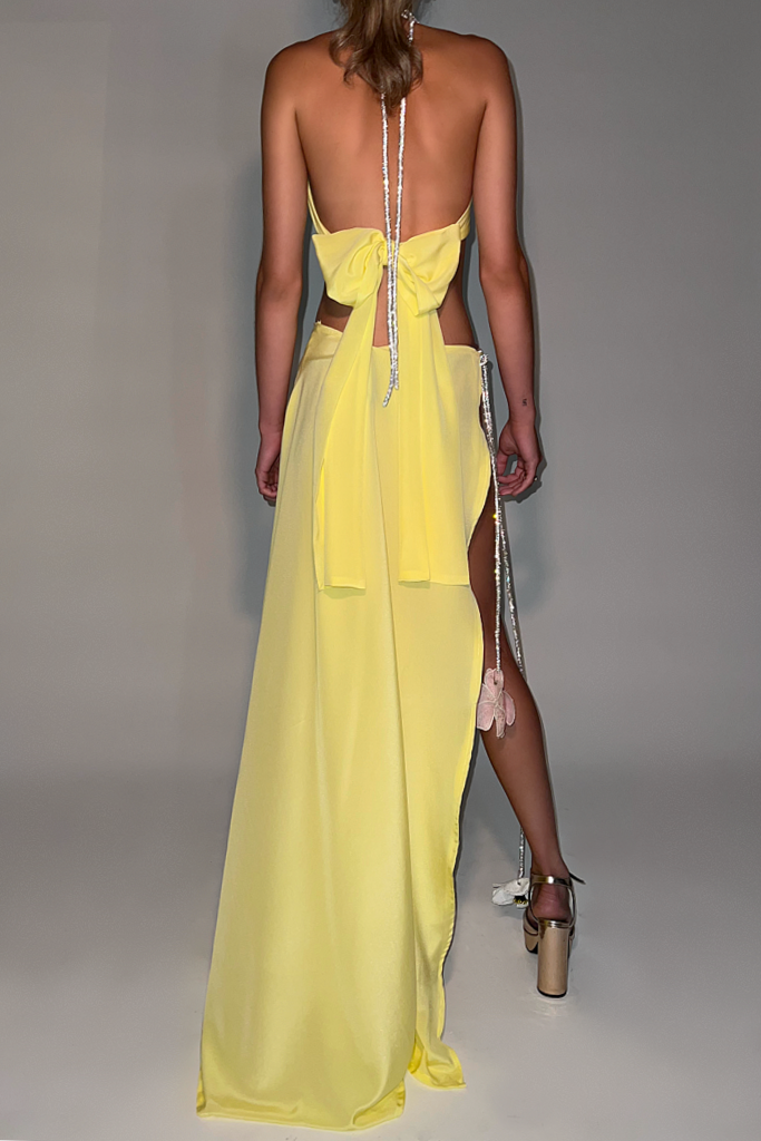 TIFFANY TWO PIECE GOWN - LEMON SILK