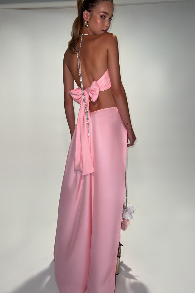 TIFFANY TWO PIECE GOWN - PINK SILK