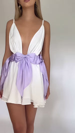 BRIANNA MINI DRESS - PEARL SILK & LAVENDER BOWS