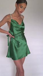 SOFIA MINI DRESS - EMERALD SILK