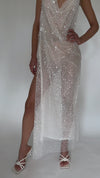 GAIA GOWN - EMBELLISHED PEARL TULLE & SHEER PEARL SILK