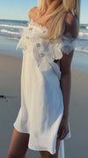 OLYMPIA MINI DRESS - PEARL SILK