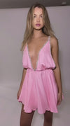 TAYLOR MINI DRESS - PINK SILK