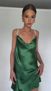 SOFIA MINI DRESS - EMERALD SILK