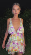 TAYLOR MINI DRESS - IBIZA BARBIE & PEARL SILK