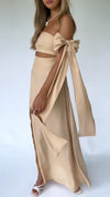 ELLY BOWS GOWN - CHAMPAGNE SILK