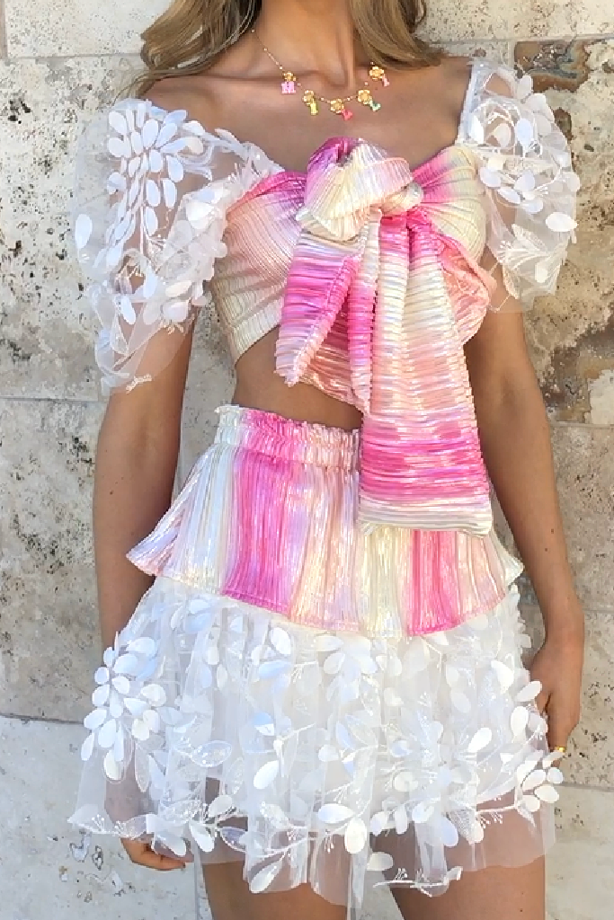 BAMBI SET - BON BON PINK & WHITE FLUTTER