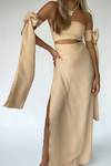 ELLY BOWS GOWN - CHAMPAGNE SILK