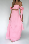 ELLY BOWS GOWN - PINK SILK