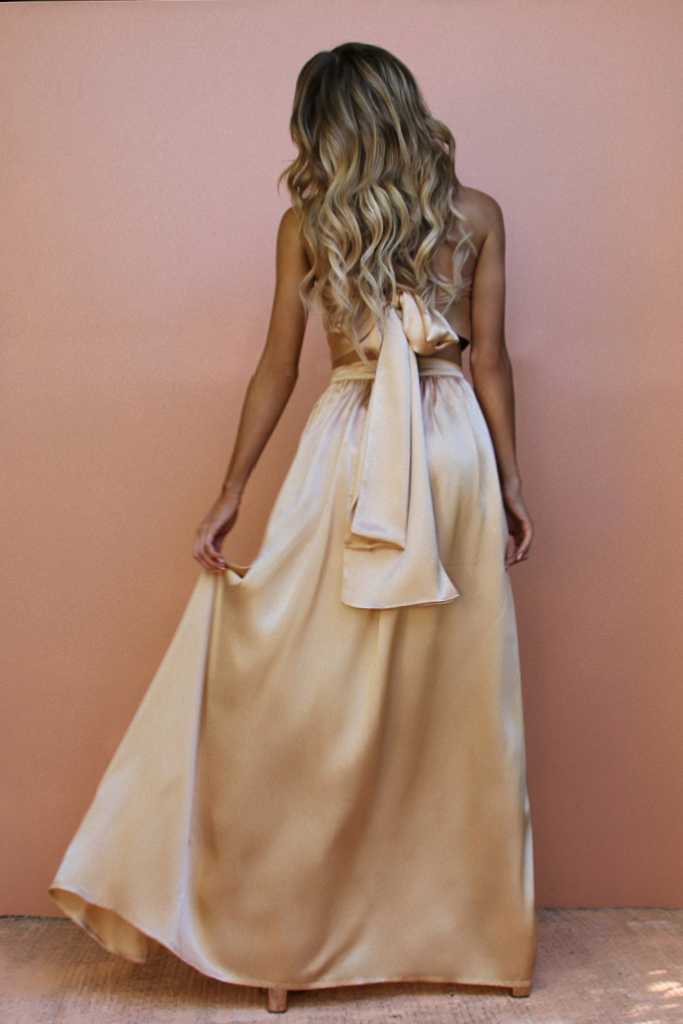 WRAP TWO PIECE GOWN CHAMPAGNE SILK Sisters The Label