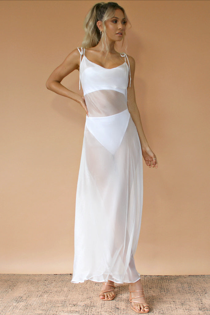 OLIVIA GOWN - WHITE SHEER SILK